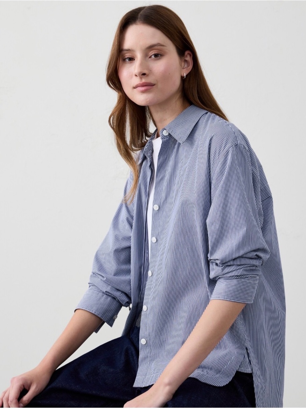Banana Republic Blue Thin-Stripe Button-Down Shirt